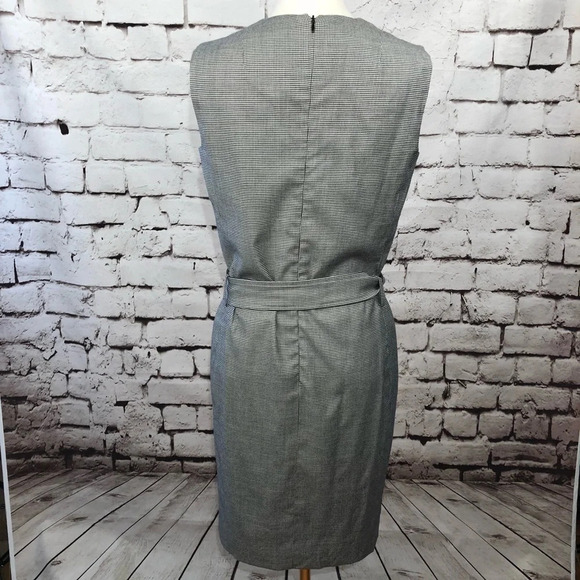 Akris Punto Houndstooth Gray‎ Wool Belted Dress - Picture 6 of 8